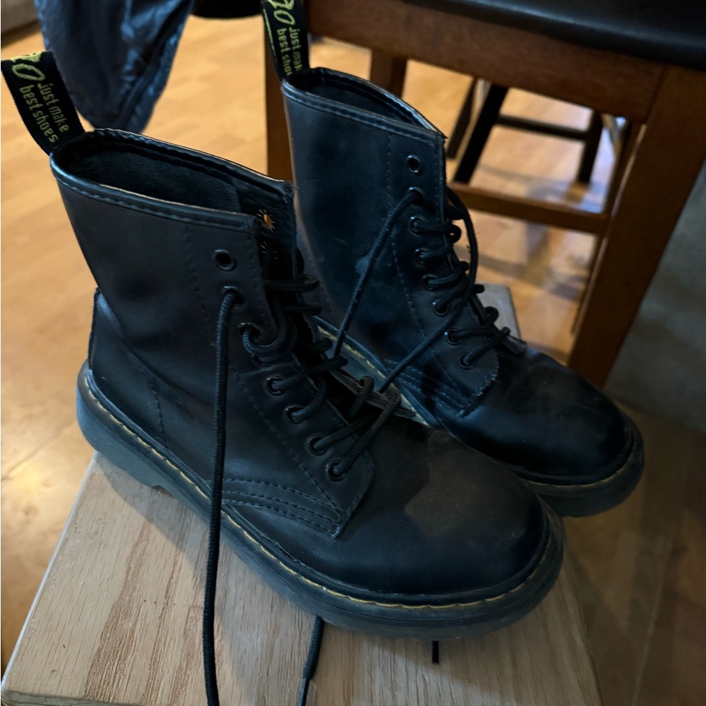 Black Leather Lace-Up Boots